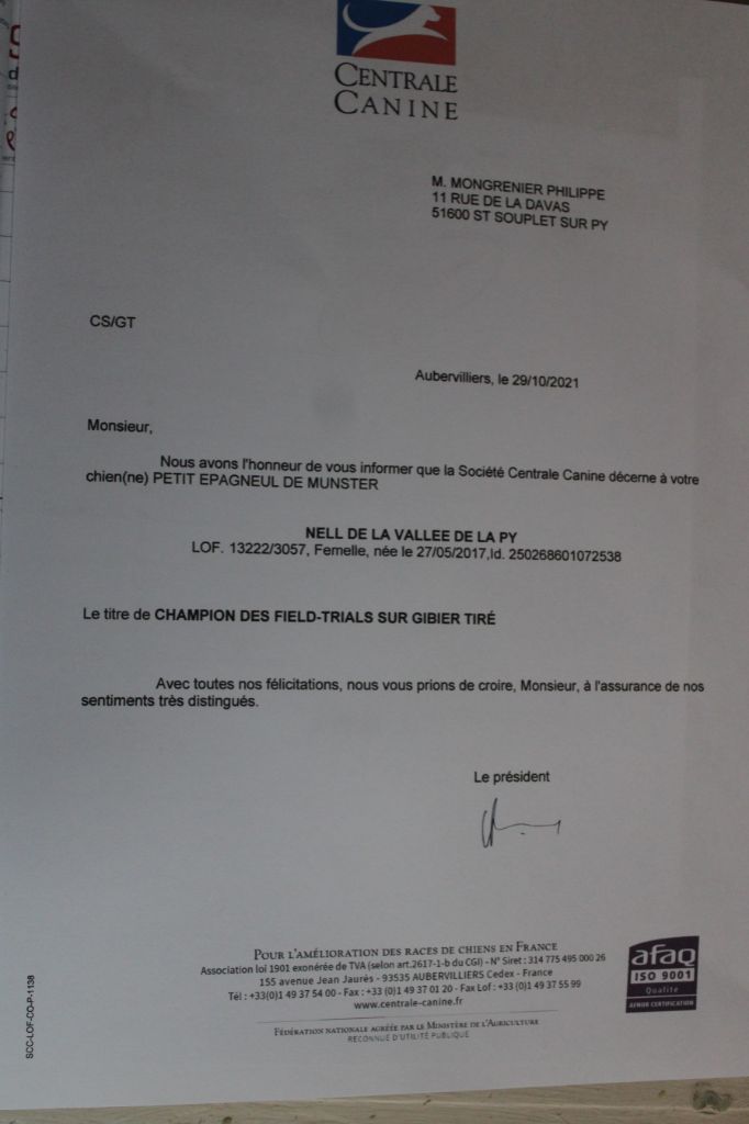 de la vallée de la Py - Reçu le titre de Nell