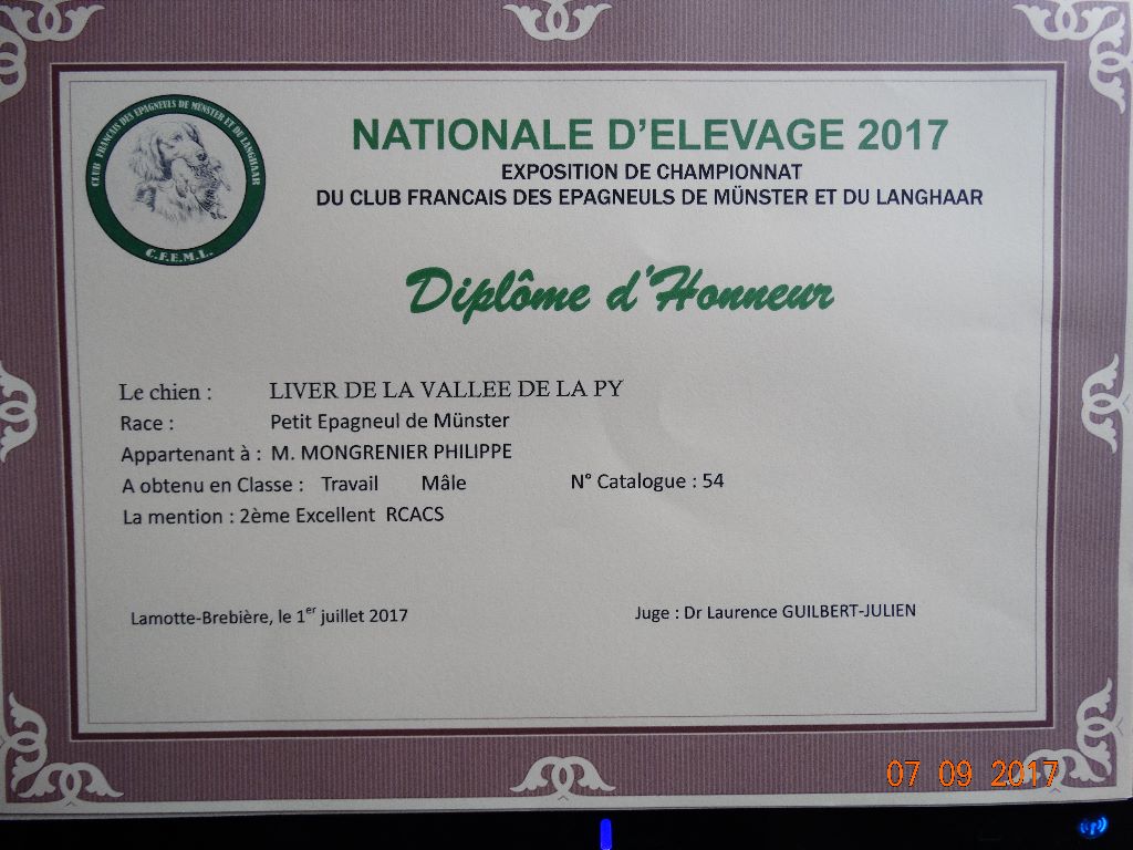 de la vallée de la Py - DIPLOME D'HONNEUR POUR LIVER