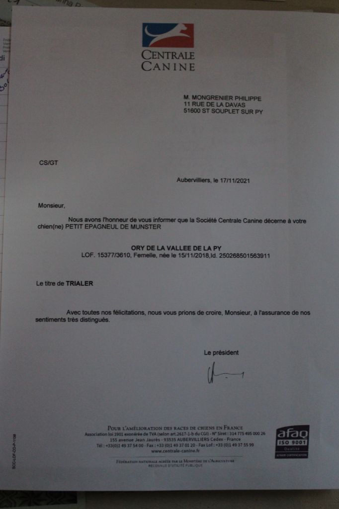 de la vallée de la Py - Titre de Ory en 4 concours